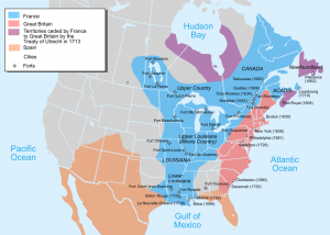 map of colonial claims in North America