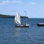 Re-enactment of Montreal Canoes arriving at the Grand Portage