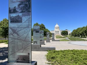 photograph from the World War II Memorial on the Minnesota State Capitol Mall with the state capitol in the background