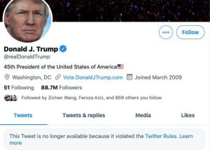 Donald Trump Twitter account profile
