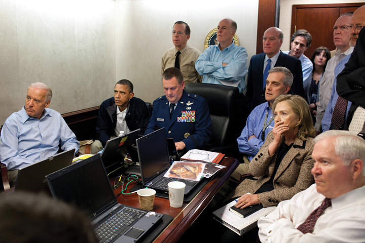The White House being debriefed on the Death of Osama bin Laden
