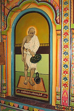 A mural depicting Ganeshprasad Varni at a Jain temple in Katni, MP, India.