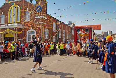 A demonstration of the Vaddah Chakar, the Sikh martial arts weapon, during the 2010 Vaisakhi Festival in Southampton