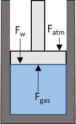 iston cylinder device showing acting forces