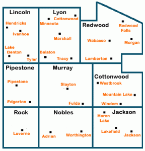 Nine county regional map with libraries listed.