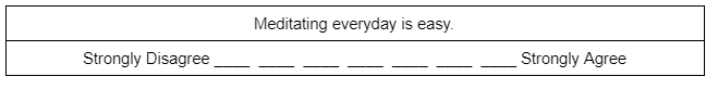 Meditating everyday is easy. Strongly disagree to Strongly agree scale.