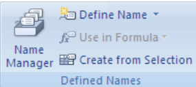 Defined Names group of Formulas tab of ribbon
