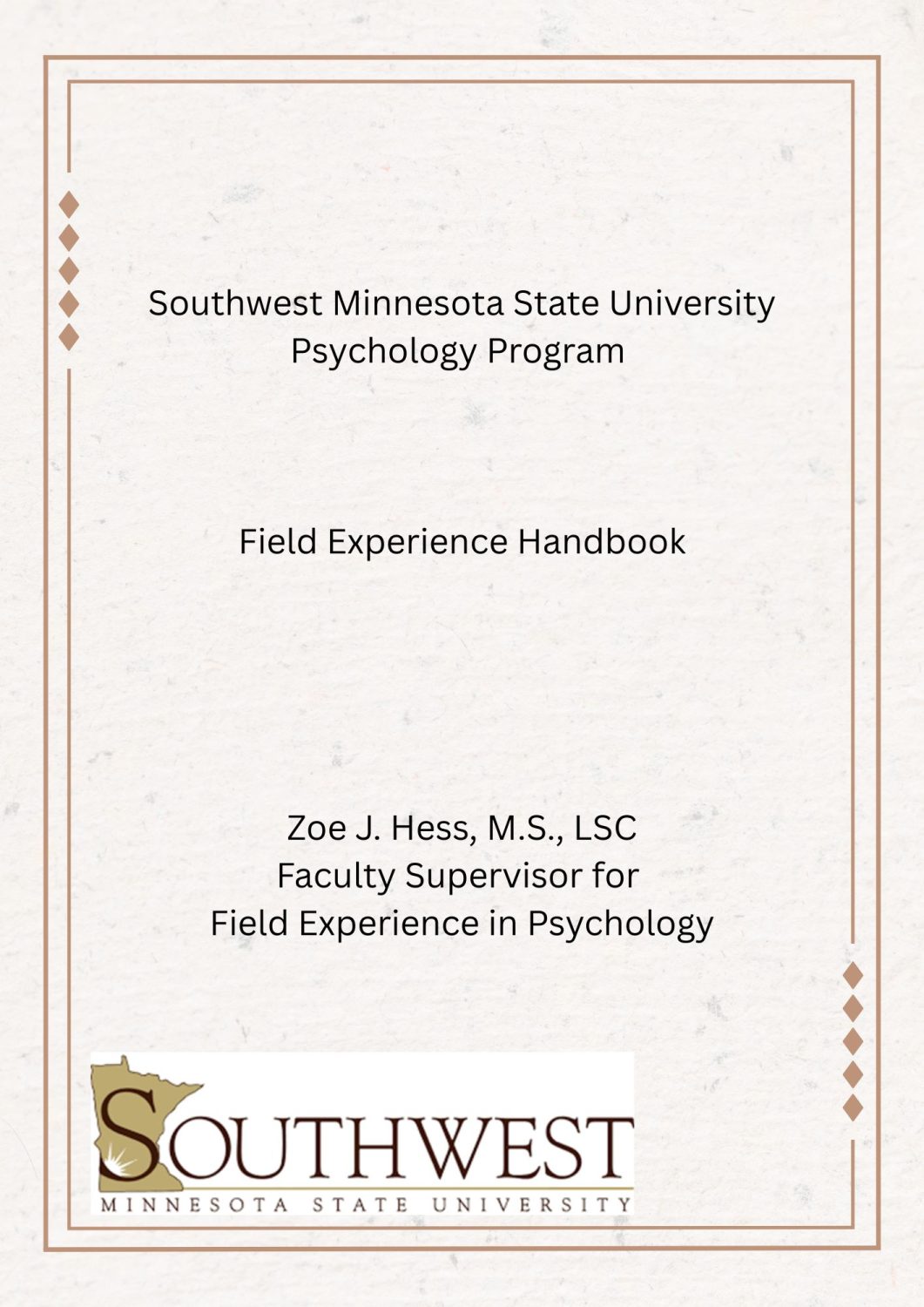 Cover image for Southwest Minnesota State University Field Experience in Psychology