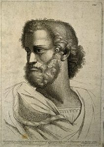 Aristotle. Line engraving by P. Fidanza after Raphael Sanzio