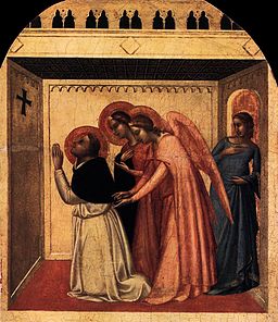 by Bernardo Daddi [Public domain], via Wikimedia Commons, The Temptation of St Thomas Aquinas