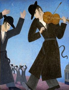 Hasidic jewish fiddler, Homage to Daniel Ahaviel, 100 cm x 130 cm, oil on canvas, 2010, R. David S.pai
