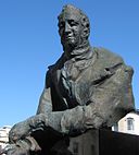 bust of John Galt outside Guelph, Ontario city hall