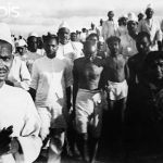 Gandhi during the Salt March, March-April 1930.