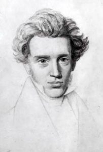 Sketch of Søren Kierkegaard. Based on a sketch by Niels Christian Kierkegaard