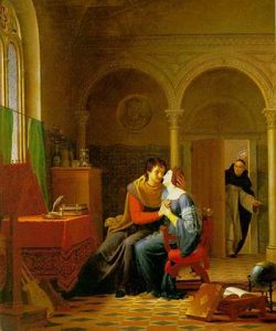 Les Amours D 'H Oguiklo et d' Abeilard, av Jean Vignaud (1819). Olja på duk. {{PD-art}}'Héloïse et d'Abeilard, by Jean Vignaud (1819). Oil on canvas. {{PD-art}}