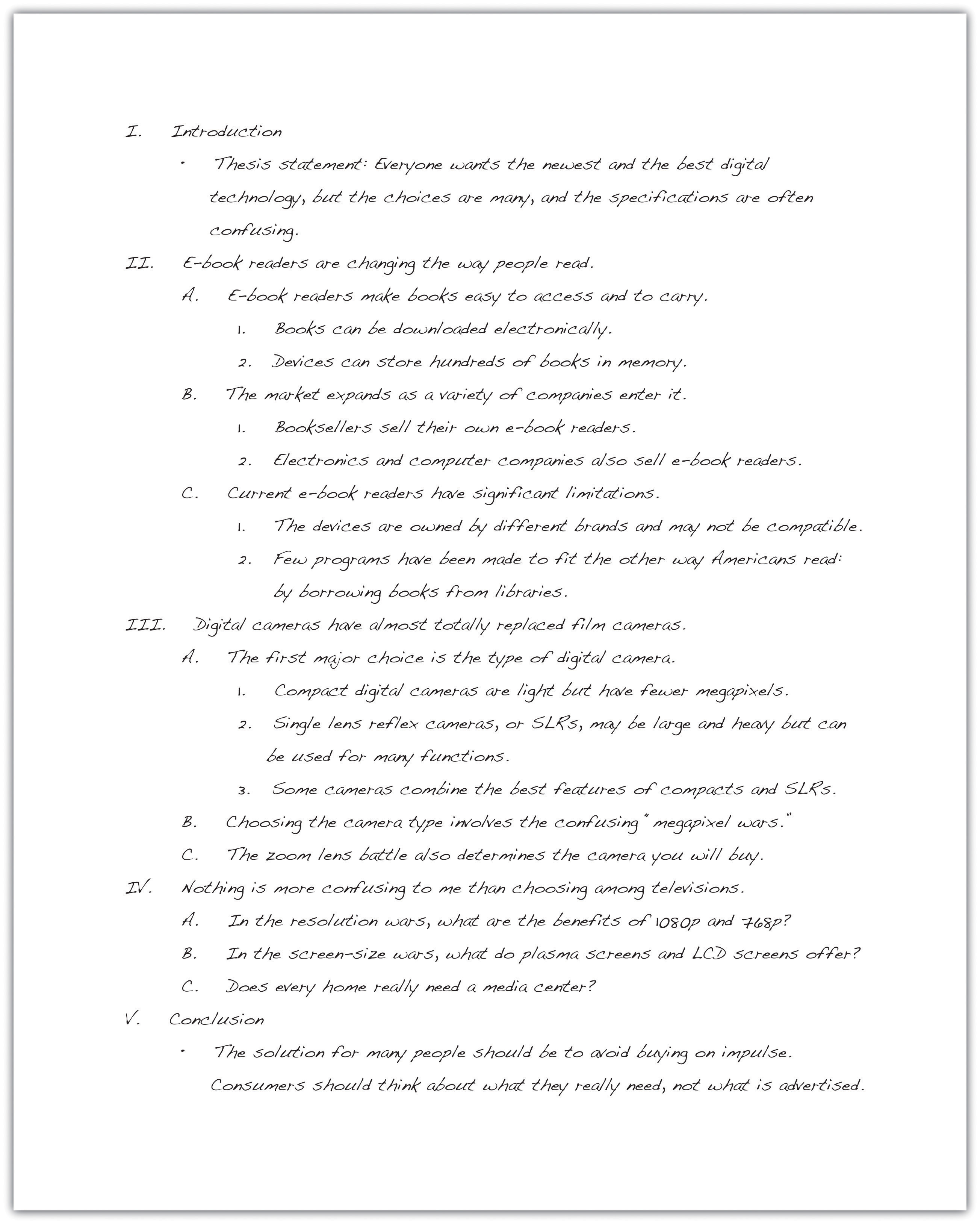 Sentence Outline Format Example