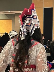 the back of a traditional Hmong hat worn on a Hmong woman