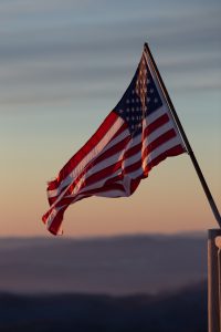 American Flag flying in the air