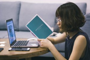 woman reading a book