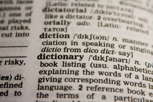 photo of a dictionary listing for the word dictionary