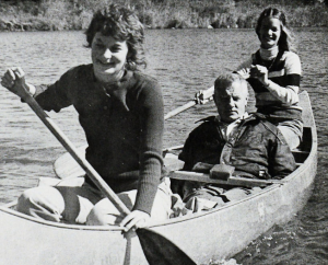 Vic Gustafson in a canoe, 1973