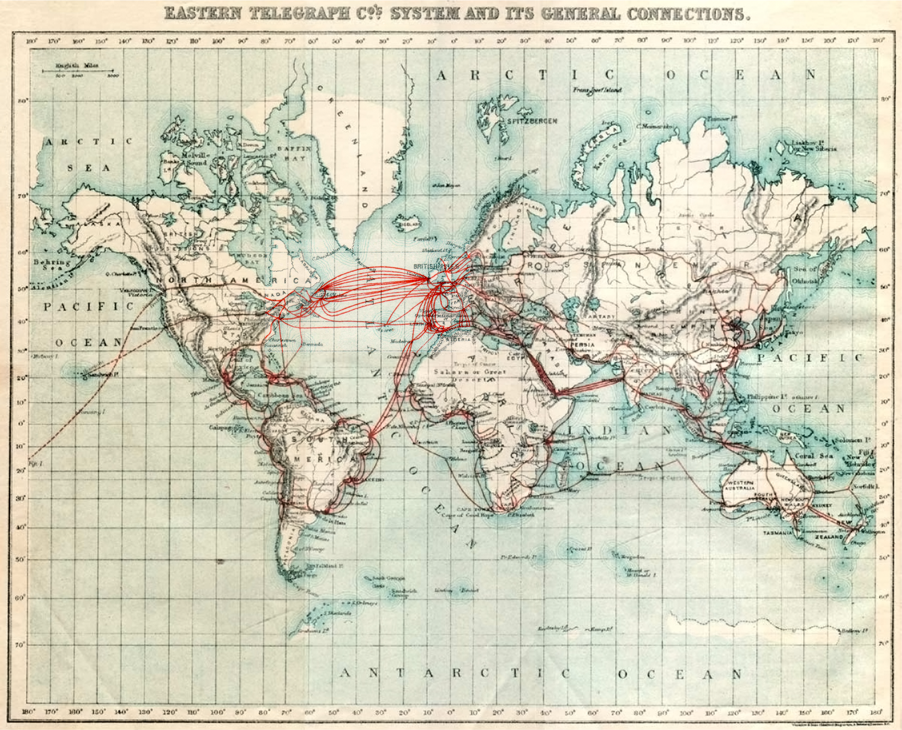 submarine telegraph cable routes