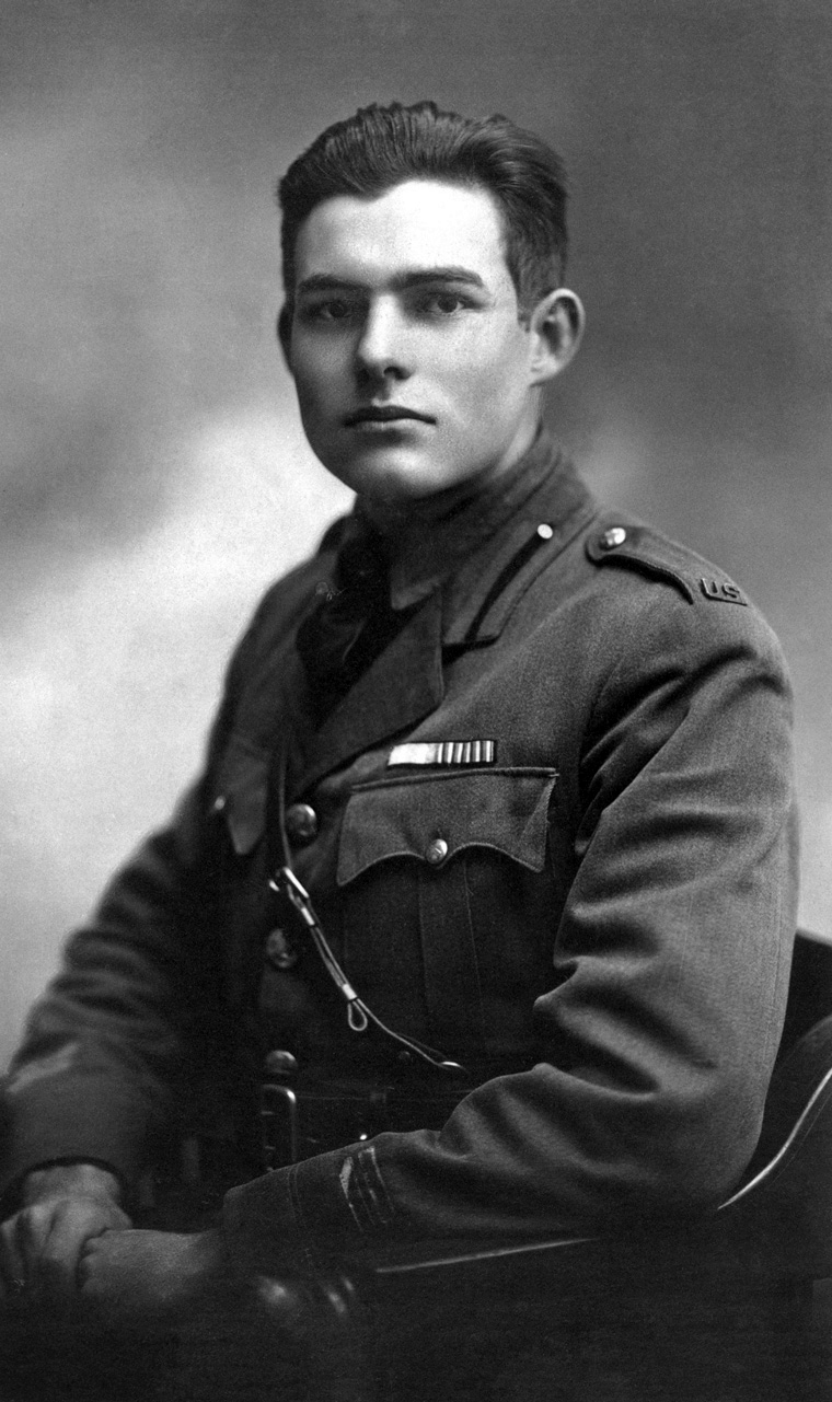 Ernest Hemingway in uniform in Milan, 1