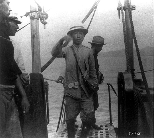 Emilio Aguinaldo boarding an American warship