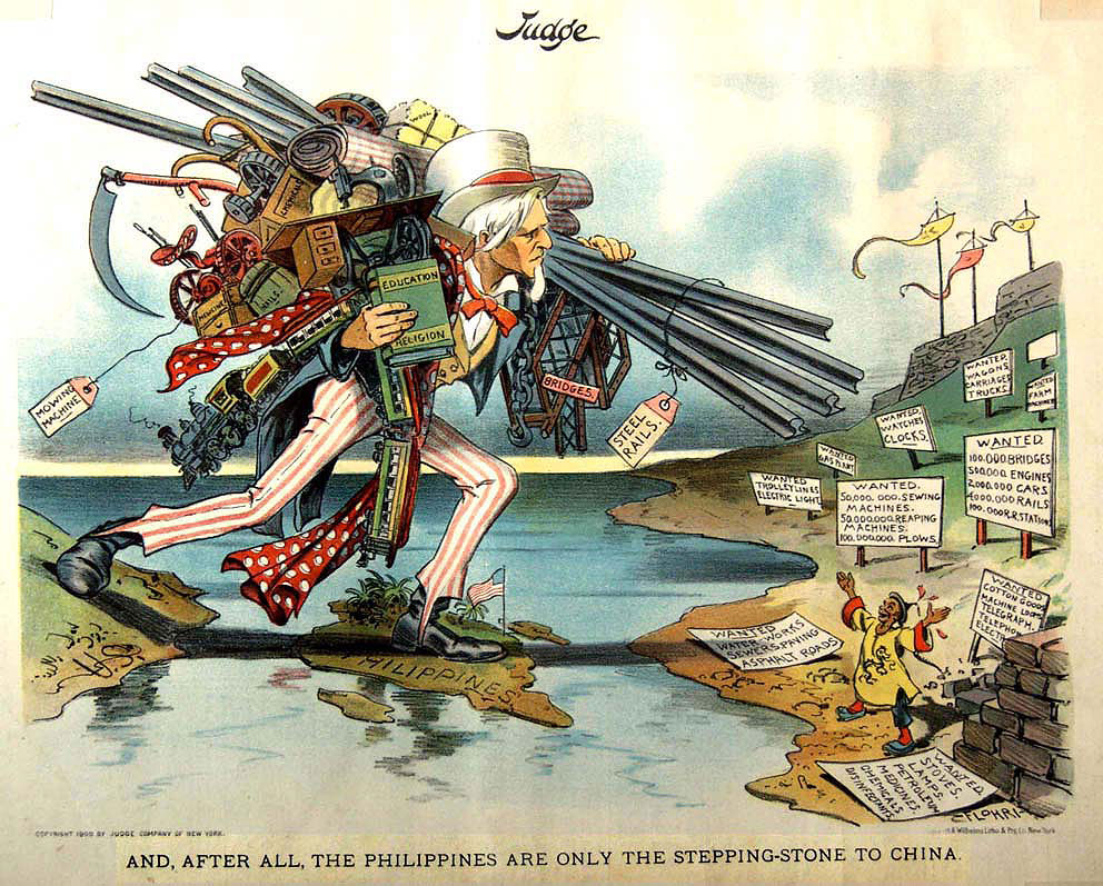 Editorial cartoon from after USA conquest of the Philippines