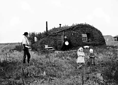 Sod house and homesteaders