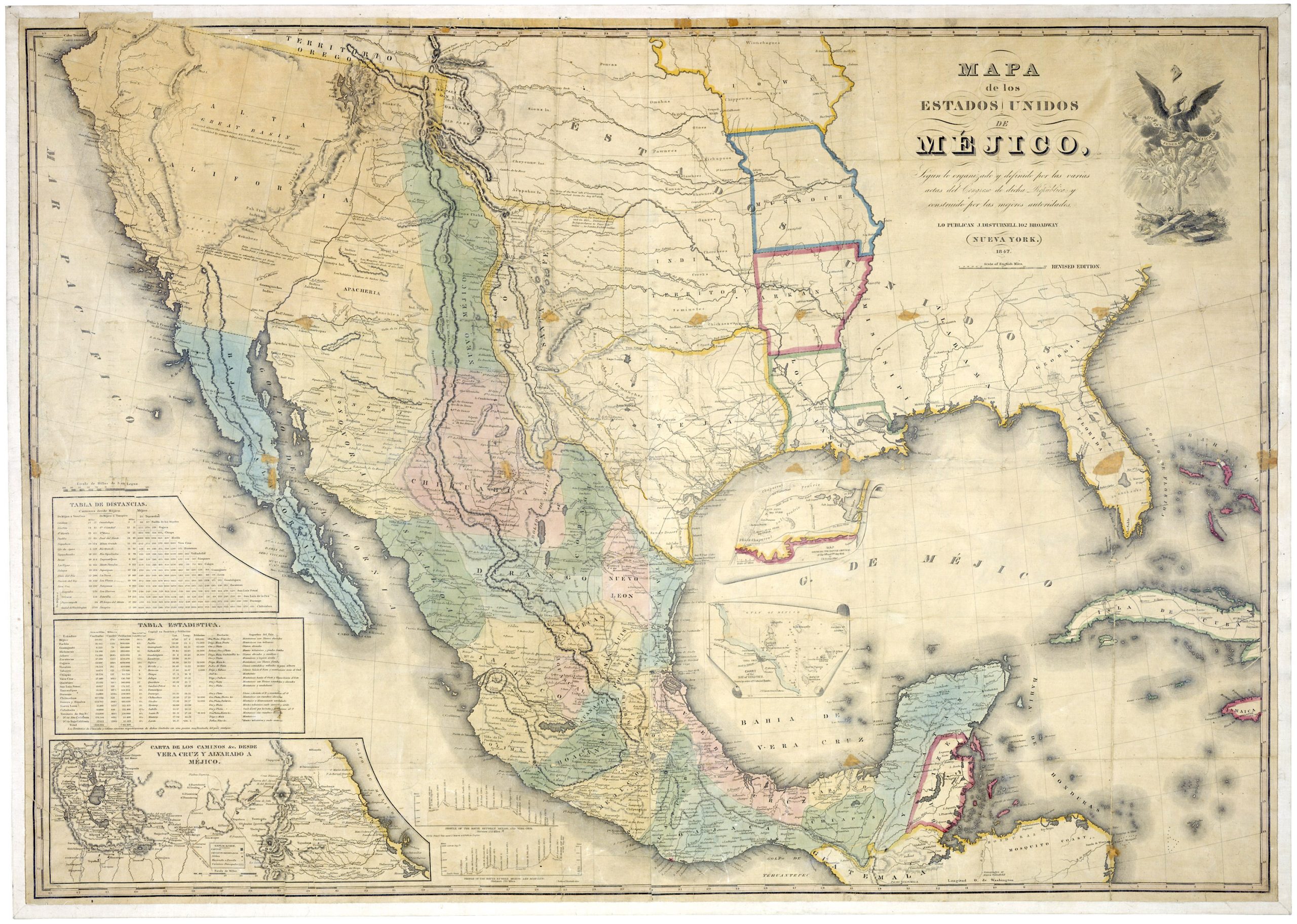 Map of Mexico, 1847