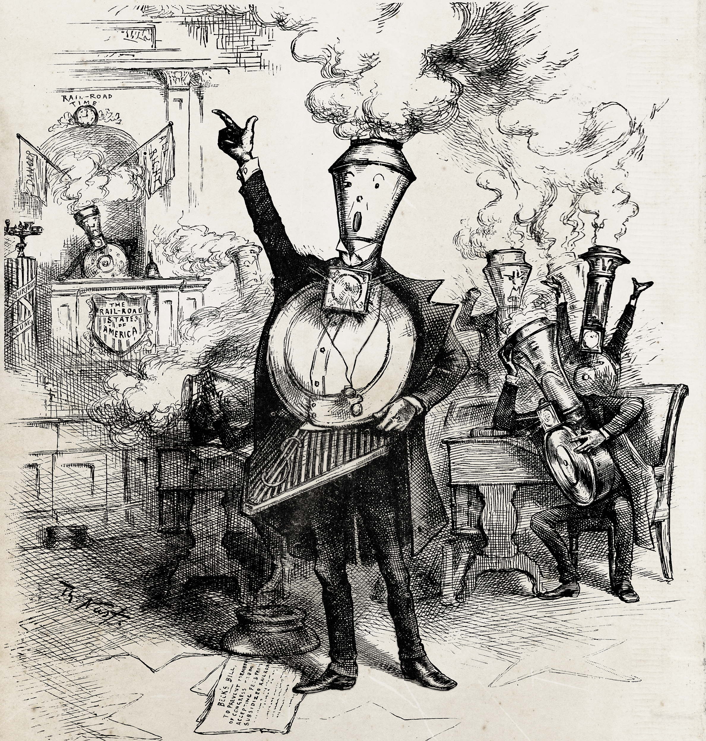 Thomas Nast "Senatorial Roundhouse" political cartoon