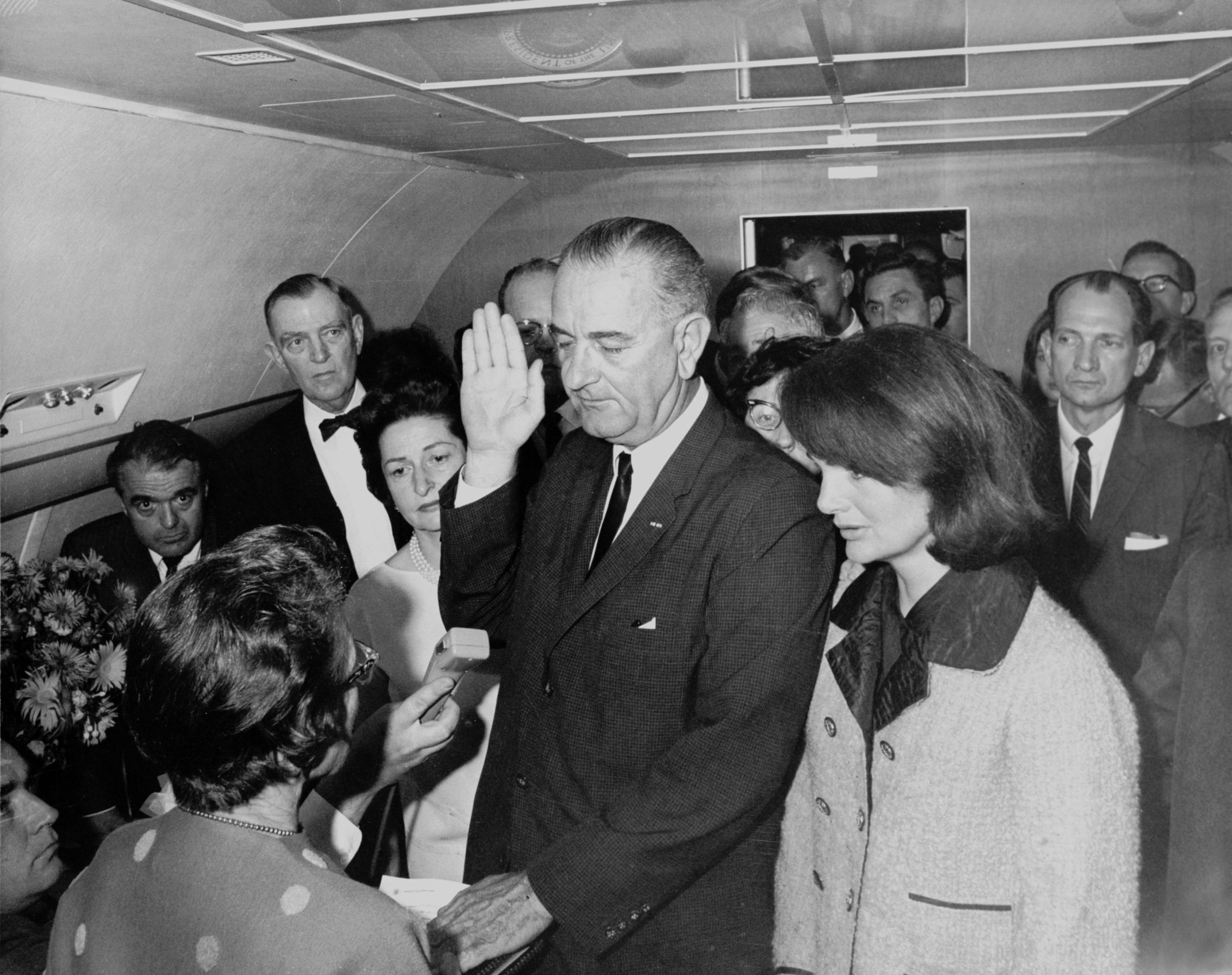 Johnson sworn in on Air Force One