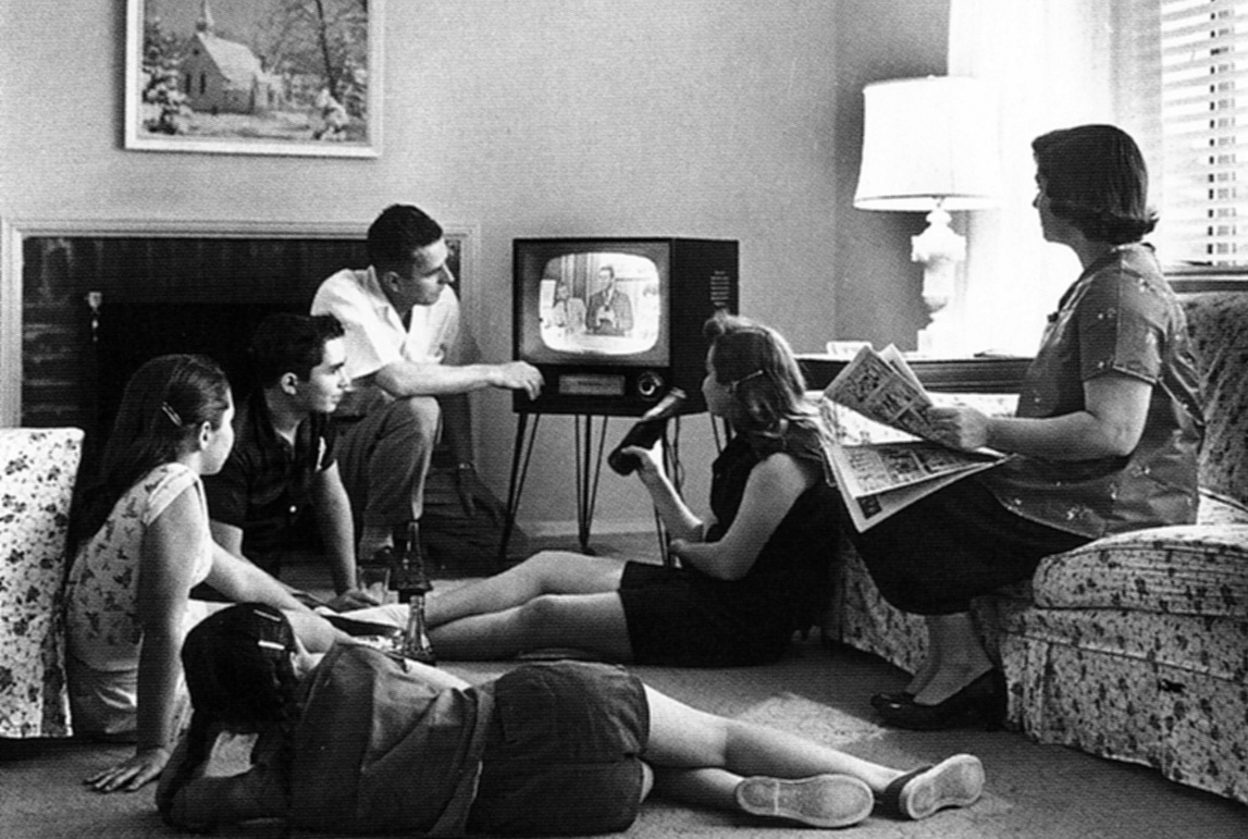 Family watching TV