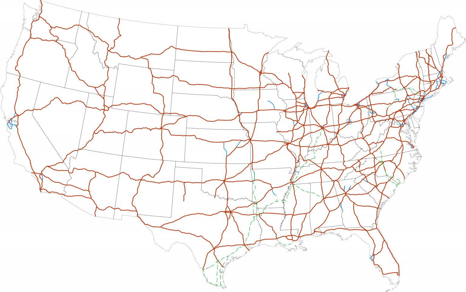 The Wonder Years US History II Gilded Age To Present   Map Of Current Interstates.svg  1536x963 