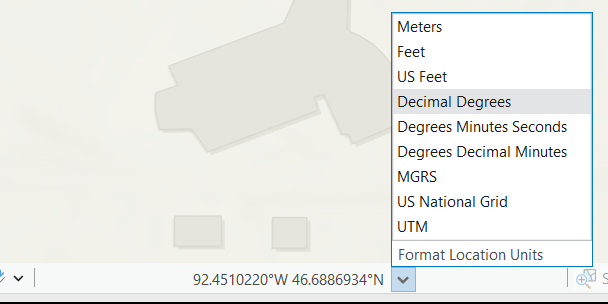 Screenshot of coordinates bar and format