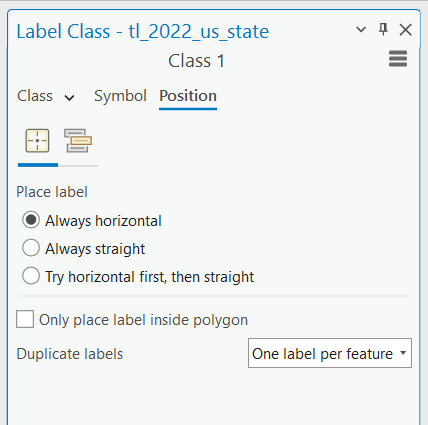 Screenshot of Label Class pane