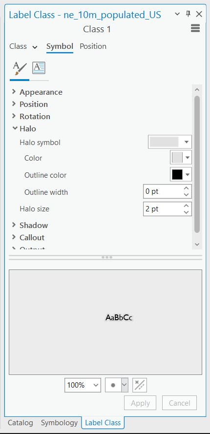 Screenshot of the Element Pane Display options