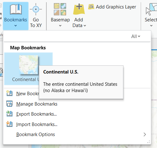 Screenshot showing a bookmark in the Bookmarks menu