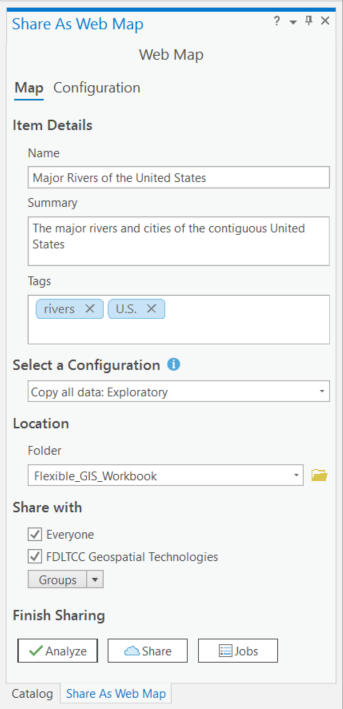 Figure 1.52: The Share As Web Map pane