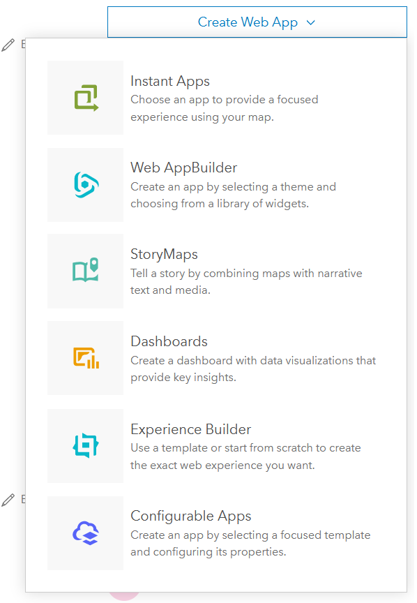 Figure 1.55: ArcGIS Online web app creation options
