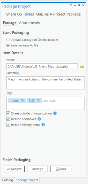 Figure 1.56: The Package Project pane