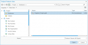 Figure 2.4: Selecting the project geodatabase for output