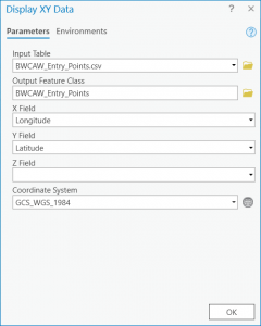 Figure 2.9: The Display XY Data window