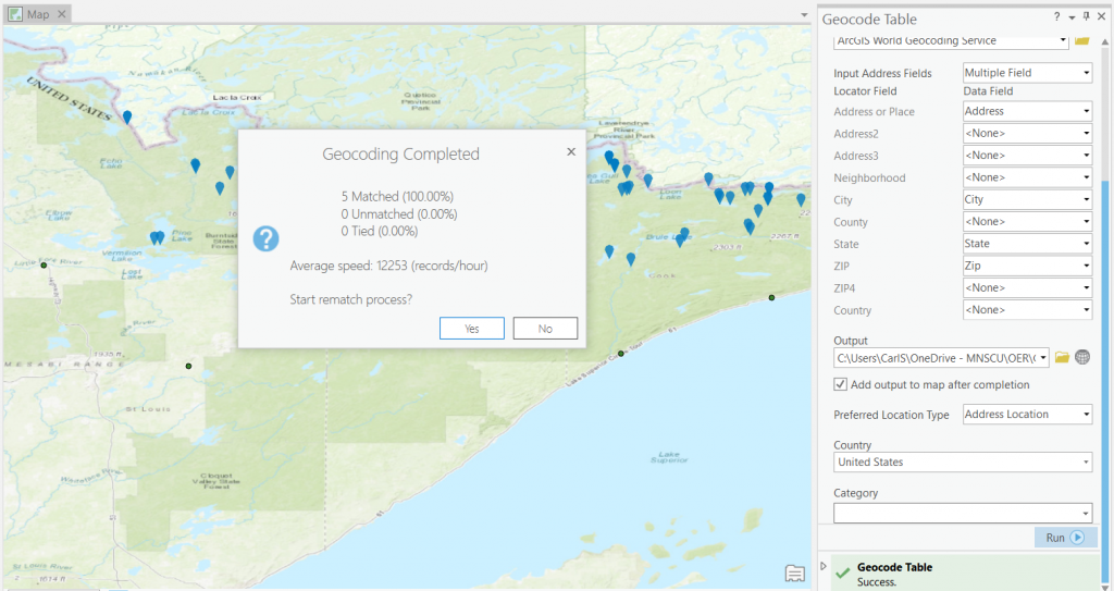 Figure 2.13: Output of the Geocode Table tool