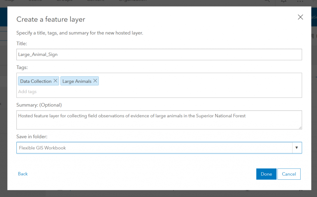 Figure 2.18: Adding basic information to the new feature layer