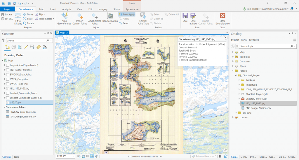 Figure 2.43: The unreferenced map image fit to the map window