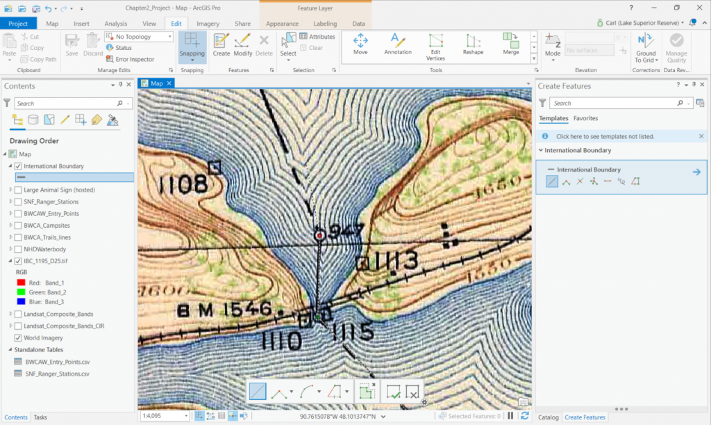Figure 2.51: Digitizing a feature on the map