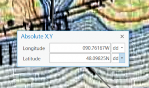 Figure 2.54: Entering absolute coordinates for a point or feature vertex