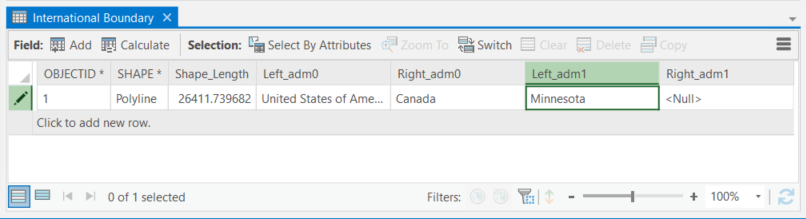 Figure 2.56: Editing values for new features in the attribute table